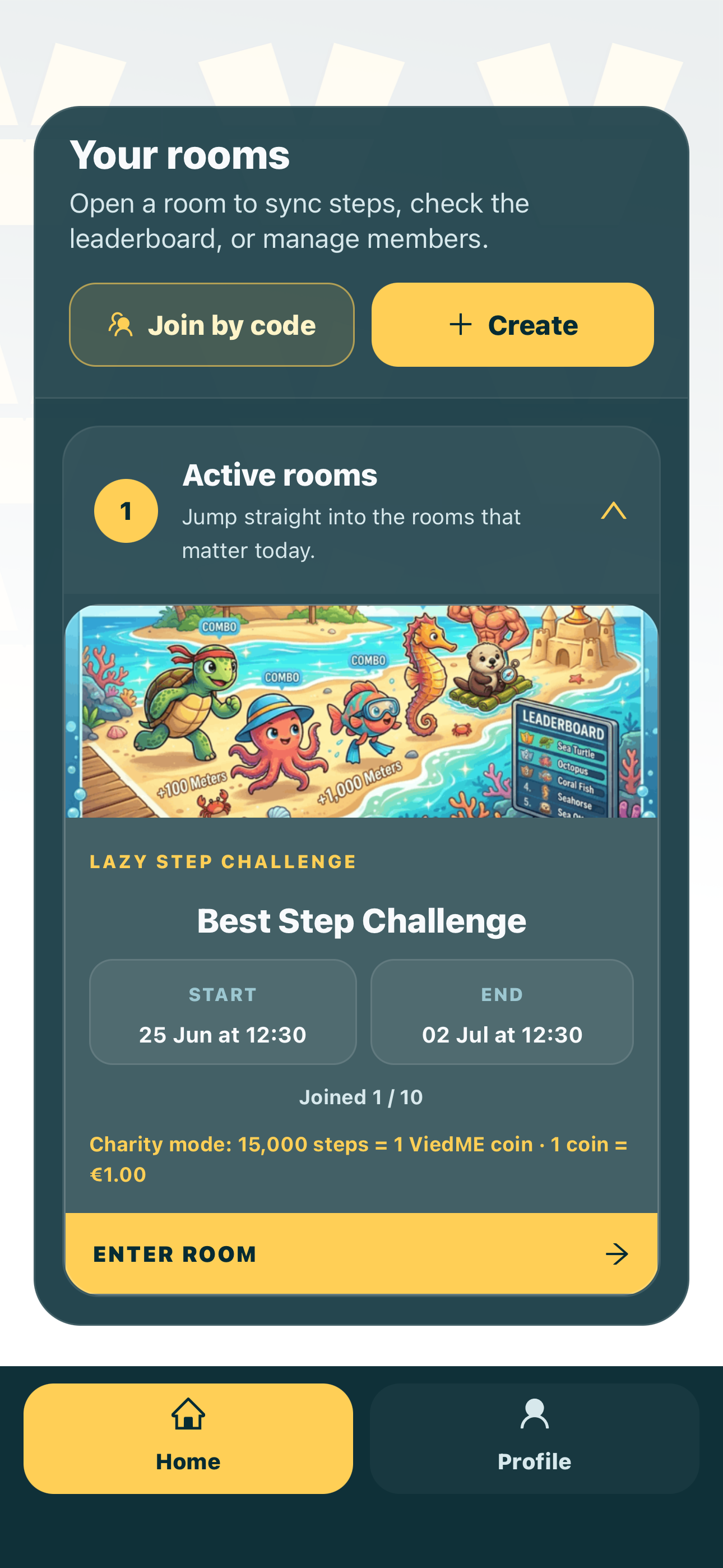 ViedME created room preview screen