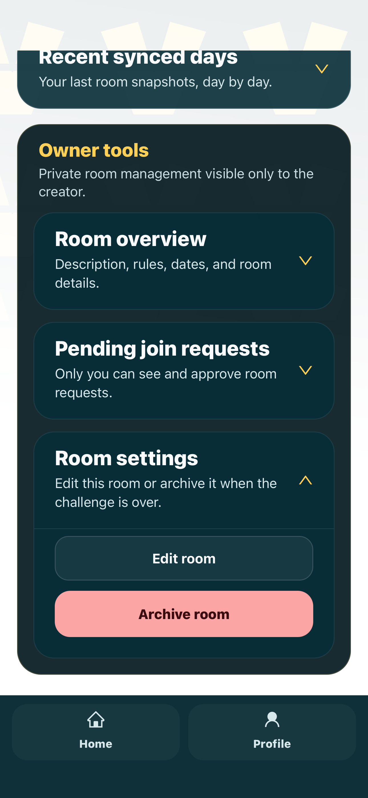 ViedME room settings call to action