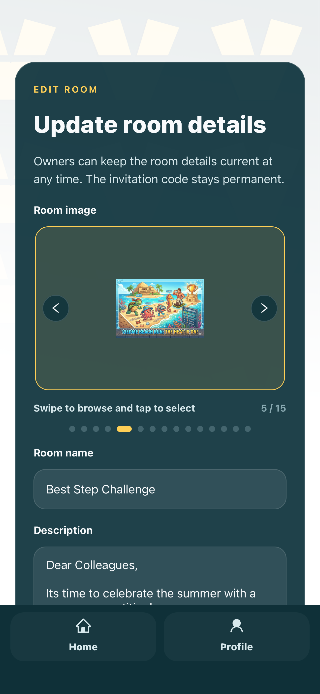 ViedME edit room modal