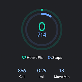 Google Fit screen confirming step tracking is active