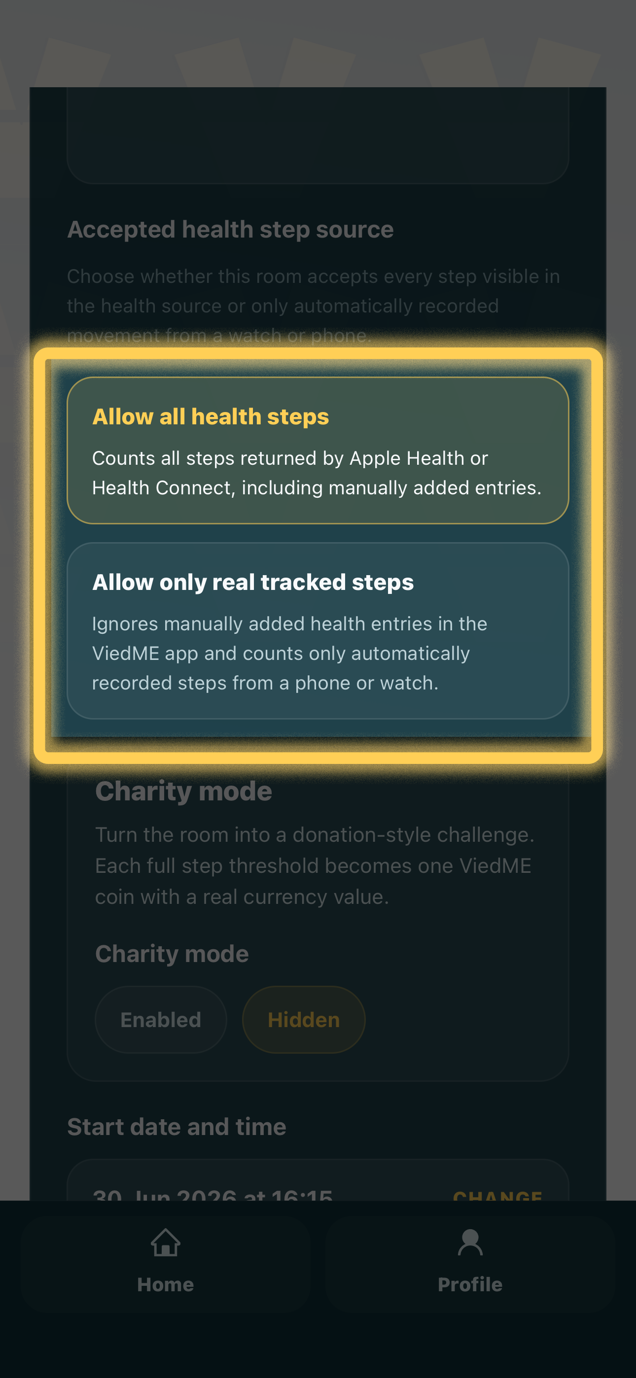 Choose the step recording mode